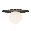 One Light Flush Mount<br /><span style="color:#4AB0CE;">Entrega: 4-10 dias en USA</span><br /><span style="color:#4AB0CE;font-size:60%;">PREGUNTE POR ENTREGA EN PANAMA</span><br />Collection: Plume<br />Finish: Matte Black/Opal Matte Glass