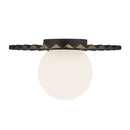 One Light Flush Mount<br /><span style="color:#4AB0CE;">Entrega: 4-10 dias en USA</span><br /><span style="color:#4AB0CE;font-size:60%;">PREGUNTE POR ENTREGA EN PANAMA</span><br />Collection: Plume<br />Finish: Matte Black/Opal Matte Glass
