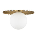 One Light Flush Mount<br /><span style="color:#4AB0CE;">Entrega: 4-10 dias en USA</span><br /><span style="color:#4AB0CE;font-size:60%;">PREGUNTE POR ENTREGA EN PANAMA</span><br />Collection: Plume<br />Finish: Brushed Gold/Opal Matte Glass