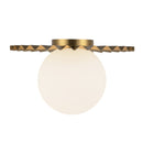 One Light Flush Mount<br /><span style="color:#4AB0CE;">Entrega: 4-10 dias en USA</span><br /><span style="color:#4AB0CE;font-size:60%;">PREGUNTE POR ENTREGA EN PANAMA</span><br />Collection: Plume<br />Finish: Brushed Gold/Opal Matte Glass
