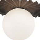 One Light Flush Mount<br /><span style="color:#4AB0CE;">Entrega: 4-10 dias en USA</span><br /><span style="color:#4AB0CE;font-size:60%;">PREGUNTE POR ENTREGA EN PANAMA</span><br />Collection: Plume<br />Finish: Matte Black/Opal Matte Glass