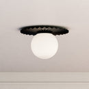 One Light Flush Mount<br /><span style="color:#4AB0CE;">Entrega: 4-10 dias en USA</span><br /><span style="color:#4AB0CE;font-size:60%;">PREGUNTE POR ENTREGA EN PANAMA</span><br />Collection: Plume<br />Finish: Matte Black/Opal Matte Glass