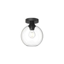 One Light Flush Mount<br /><span style="color:#4AB0CE;">Entrega: 4-10 dias en USA</span><br /><span style="color:#4AB0CE;font-size:60%;">PREGUNTE POR ENTREGA EN PANAMA</span><br />Collection: Castilla<br />Finish: Clear Glass/Matte Black