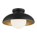 One Light Flush Mount<br /><span style="color:#4AB0CE;">Entrega: 4-10 dias en USA</span><br /><span style="color:#4AB0CE;font-size:60%;">PREGUNTE POR ENTREGA EN PANAMA</span><br />Collection: Rubio<br />Finish: Matte Black/Opal Matte Glass