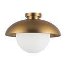 One Light Flush Mount<br /><span style="color:#4AB0CE;">Entrega: 0-1 semanas en USA</span><br /><span style="color:#4AB0CE;font-size:60%;">PREGUNTE POR ENTREGA EN PANAMA</span><br />Collection: Rubio<br />Finish: Aged Gold/Opal Matte Glass