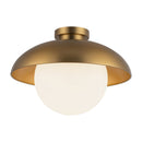 One Light Flush Mount<br /><span style="color:#4AB0CE;">Entrega: 0-1 semanas en USA</span><br /><span style="color:#4AB0CE;font-size:60%;">PREGUNTE POR ENTREGA EN PANAMA</span><br />Collection: Rubio<br />Finish: Aged Gold/Opal Matte Glass