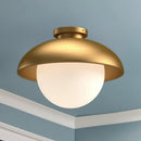 One Light Flush Mount<br /><span style="color:#4AB0CE;">Entrega: 0-1 semanas en USA</span><br /><span style="color:#4AB0CE;font-size:60%;">PREGUNTE POR ENTREGA EN PANAMA</span><br />Collection: Rubio<br />Finish: Aged Gold/Opal Matte Glass