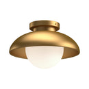 One Light Flush Mount<br /><span style="color:#4AB0CE;">Entrega: 0-1 semanas en USA</span><br /><span style="color:#4AB0CE;font-size:60%;">PREGUNTE POR ENTREGA EN PANAMA</span><br />Collection: Rubio<br />Finish: Aged Gold/Opal Matte Glass