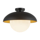 One Light Flush Mount<br /><span style="color:#4AB0CE;">Entrega: 4-10 dias en USA</span><br /><span style="color:#4AB0CE;font-size:60%;">PREGUNTE POR ENTREGA EN PANAMA</span><br />Collection: Rubio<br />Finish: Matte Black/Opal Matte Glass