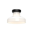 One Light Flush Mount<br /><span style="color:#4AB0CE;">Entrega: 4-10 dias en USA</span><br /><span style="color:#4AB0CE;font-size:60%;">PREGUNTE POR ENTREGA EN PANAMA</span><br />Collection: Westlake<br />Finish: Glossy Opal Glass/Matte Black