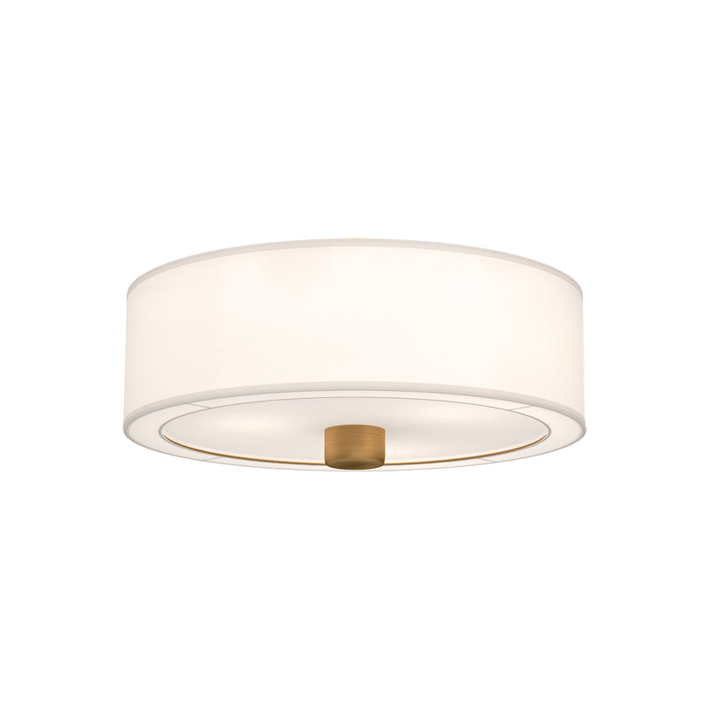 Three Light Flush Mount<br /><span style="color:#4AB0CE;">Entrega: 4-10 dias en USA</span><br /><span style="color:#4AB0CE;font-size:60%;">PREGUNTE POR ENTREGA EN PANAMA</span><br />Collection: Theo<br />Finish: Aged Gold/White Linen
