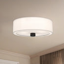 Alora - FM547924MBWL - Three Light Flush Mount - Theo - Matte Black/White Linen