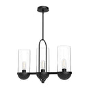 Three Light Linear Pendant<br /><span style="color:#4AB0CE;">Entrega: 4-10 dias en USA</span><br /><span style="color:#4AB0CE;font-size:60%;">PREGUNTE POR ENTREGA EN PANAMA</span><br />Collection: Cyrus<br />Finish: Clear Glass/Matte Black