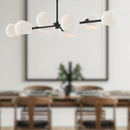 Alora - LP548848MBOP - Eight Light Linear Pendant - Willow - Matte Black/Opal Matte Glass