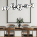 Alora - LP548848MBSM - Eight Light Linear Pendant - Willow - Matte Black/Smoked Solid Glass