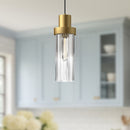 Alora - PD435605BGCR - One Light Pendant - Kent - Brushed Gold/Clear Ribbed Glass