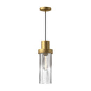 One Light Pendant<br /><span style="color:#4AB0CE;">Entrega: 4-10 dias en USA</span><br /><span style="color:#4AB0CE;font-size:60%;">PREGUNTE POR ENTREGA EN PANAMA</span><br />Collection: Kent<br />Finish: Brushed Gold/Clear Ribbed Glass