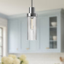 Alora - PD435605CHCR - One Light Pendant - Kent - Chrome/Clear Ribbed Glass