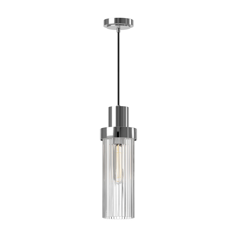 Alora - PD435605CHCR - One Light Pendant - Kent - Chrome/Clear Ribbed Glass
