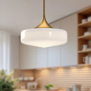 One Light Pendant<br /><span style="color:#4AB0CE;">Entrega: 4-10 dias en USA</span><br /><span style="color:#4AB0CE;font-size:60%;">PREGUNTE POR ENTREGA EN PANAMA</span><br />Collection: Lincoln<br />Finish: Aged Gold/Glossy Opal Glass