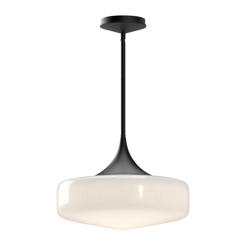 One Light Pendant<br /><span style="color:#4AB0CE;">Entrega: 4-10 dias en USA</span><br /><span style="color:#4AB0CE;font-size:60%;">PREGUNTE POR ENTREGA EN PANAMA</span><br />Collection: Lincoln<br />Finish: Glossy Opal Glass/Matte Black