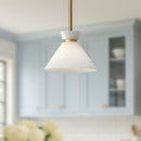 Alora - PD470108BGGO - One Light Pendant - Halston - Brushed Gold/Glossy Opal Glass