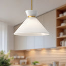 Alora - PD470514BGGO - One Light Pendant - Halston - Brushed Gold/Glossy Opal Glass