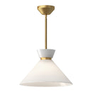 One Light Pendant<br /><span style="color:#4AB0CE;">Entrega: 4-10 dias en USA</span><br /><span style="color:#4AB0CE;font-size:60%;">PREGUNTE POR ENTREGA EN PANAMA</span><br />Collection: Halston<br />Finish: Brushed Gold/Glossy Opal Glass
