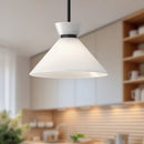 One Light Pendant<br /><span style="color:#4AB0CE;">Entrega: 4-10 dias en USA</span><br /><span style="color:#4AB0CE;font-size:60%;">PREGUNTE POR ENTREGA EN PANAMA</span><br />Collection: Halston<br />Finish: Glossy Opal Glass/Matte Black