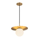 One Light Pendant<br /><span style="color:#4AB0CE;">Entrega: 4-10 dias en USA</span><br /><span style="color:#4AB0CE;font-size:60%;">PREGUNTE POR ENTREGA EN PANAMA</span><br />Collection: Plume<br />Finish: Brushed Gold/Opal Matte Glass
