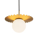 One Light Pendant<br /><span style="color:#4AB0CE;">Entrega: 4-10 dias en USA</span><br /><span style="color:#4AB0CE;font-size:60%;">PREGUNTE POR ENTREGA EN PANAMA</span><br />Collection: Plume<br />Finish: Brushed Gold/Opal Matte Glass