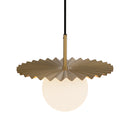 One Light Pendant<br /><span style="color:#4AB0CE;">Entrega: 4-10 dias en USA</span><br /><span style="color:#4AB0CE;font-size:60%;">PREGUNTE POR ENTREGA EN PANAMA</span><br />Collection: Plume<br />Finish: Brushed Gold/Opal Matte Glass