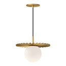 One Light Pendant<br /><span style="color:#4AB0CE;">Entrega: 4-10 dias en USA</span><br /><span style="color:#4AB0CE;font-size:60%;">PREGUNTE POR ENTREGA EN PANAMA</span><br />Collection: Plume<br />Finish: Brushed Gold/Opal Matte Glass