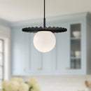 One Light Pendant<br /><span style="color:#4AB0CE;">Entrega: 4-10 dias en USA</span><br /><span style="color:#4AB0CE;font-size:60%;">PREGUNTE POR ENTREGA EN PANAMA</span><br />Collection: Plume<br />Finish: Matte Black/Opal Matte Glass
