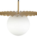 One Light Pendant<br /><span style="color:#4AB0CE;">Entrega: 4-10 dias en USA</span><br /><span style="color:#4AB0CE;font-size:60%;">PREGUNTE POR ENTREGA EN PANAMA</span><br />Collection: Plume<br />Finish: Brushed Gold/Opal Matte Glass