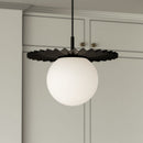 One Light Pendant<br /><span style="color:#4AB0CE;">Entrega: 4-10 dias en USA</span><br /><span style="color:#4AB0CE;font-size:60%;">PREGUNTE POR ENTREGA EN PANAMA</span><br />Collection: Plume<br />Finish: Matte Black/Opal Matte Glass