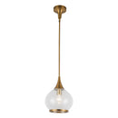 One Light Pendant<br /><span style="color:#4AB0CE;">Entrega: 4-10 dias en USA</span><br /><span style="color:#4AB0CE;font-size:60%;">PREGUNTE POR ENTREGA EN PANAMA</span><br />Collection: Hazel<br />Finish: Aged Gold/Clear Glass