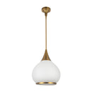 One Light Pendant<br /><span style="color:#4AB0CE;">Entrega: 4-10 dias en USA</span><br /><span style="color:#4AB0CE;font-size:60%;">PREGUNTE POR ENTREGA EN PANAMA</span><br />Collection: Hazel<br />Finish: Aged Gold/Opal Matte Glass