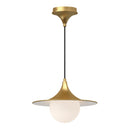 One Light Pendant<br /><span style="color:#4AB0CE;">Entrega: 4-10 dias en USA</span><br /><span style="color:#4AB0CE;font-size:60%;">PREGUNTE POR ENTREGA EN PANAMA</span><br />Collection: Fuji<br />Finish: Brushed Gold/Opal Matte Glass