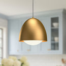 One Light Pendant<br /><span style="color:#4AB0CE;">Entrega: 4-10 dias en USA</span><br /><span style="color:#4AB0CE;font-size:60%;">PREGUNTE POR ENTREGA EN PANAMA</span><br />Collection: Kenji<br />Finish: Aged Gold/Opal Matte Glass