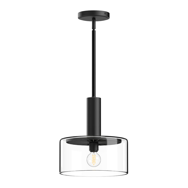 One Light Pendant<br /><span style="color:#4AB0CE;">Entrega: 4-10 dias en USA</span><br /><span style="color:#4AB0CE;font-size:60%;">PREGUNTE POR ENTREGA EN PANAMA</span><br />Collection: Royale<br />Finish: Clear Glass/Matte Black