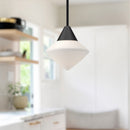 One Light Pendant<br /><span style="color:#4AB0CE;">Entrega: 4-10 dias en USA</span><br /><span style="color:#4AB0CE;font-size:60%;">PREGUNTE POR ENTREGA EN PANAMA</span><br />Collection: Nora<br />Finish: Matte Black/Opal Matte Glass