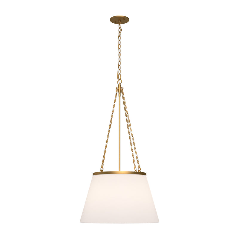 One Light Pendant<br /><span style="color:#4AB0CE;">Entrega: 4-10 dias en USA</span><br /><span style="color:#4AB0CE;font-size:60%;">PREGUNTE POR ENTREGA EN PANAMA</span><br />Collection: Speakeasy<br />Finish: Aged Gold/White Linen