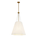 Three Light Pendant<br /><span style="color:#4AB0CE;">Entrega: 4-10 dias en USA</span><br /><span style="color:#4AB0CE;font-size:60%;">PREGUNTE POR ENTREGA EN PANAMA</span><br />Collection: Manila<br />Finish: Aged Gold/White Linen