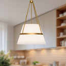 One Light Pendant<br /><span style="color:#4AB0CE;">Entrega: 4-10 dias en USA</span><br /><span style="color:#4AB0CE;font-size:60%;">PREGUNTE POR ENTREGA EN PANAMA</span><br />Collection: Oliver<br />Finish: Aged Gold/White Linen