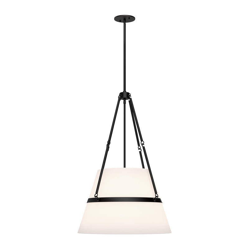 One Light Pendant<br /><span style="color:#4AB0CE;">Entrega: 4-10 dias en USA</span><br /><span style="color:#4AB0CE;font-size:60%;">PREGUNTE POR ENTREGA EN PANAMA</span><br />Collection: Oliver<br />Finish: Matte Black/White Linen