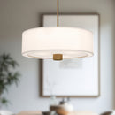 Alora - PD547924AGWL - Three Light Pendant - Theo - Aged Gold/White Linen