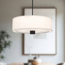 Alora - PD547924MBWL - Three Light Pendant - Theo - Matte Black/White Linen