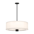 Alora - PD547924MBWL - Three Light Pendant - Theo - Matte Black/White Linen