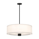 Alora - PD547924MBWL - Three Light Pendant - Theo - Matte Black/White Linen
